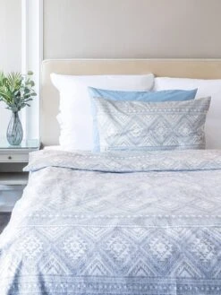 Perkal-Bettwäsche-Set In Blau/ Weiß -Einrichtungsserien Geschäft avance perkal bettwasche set in blau weiss 3