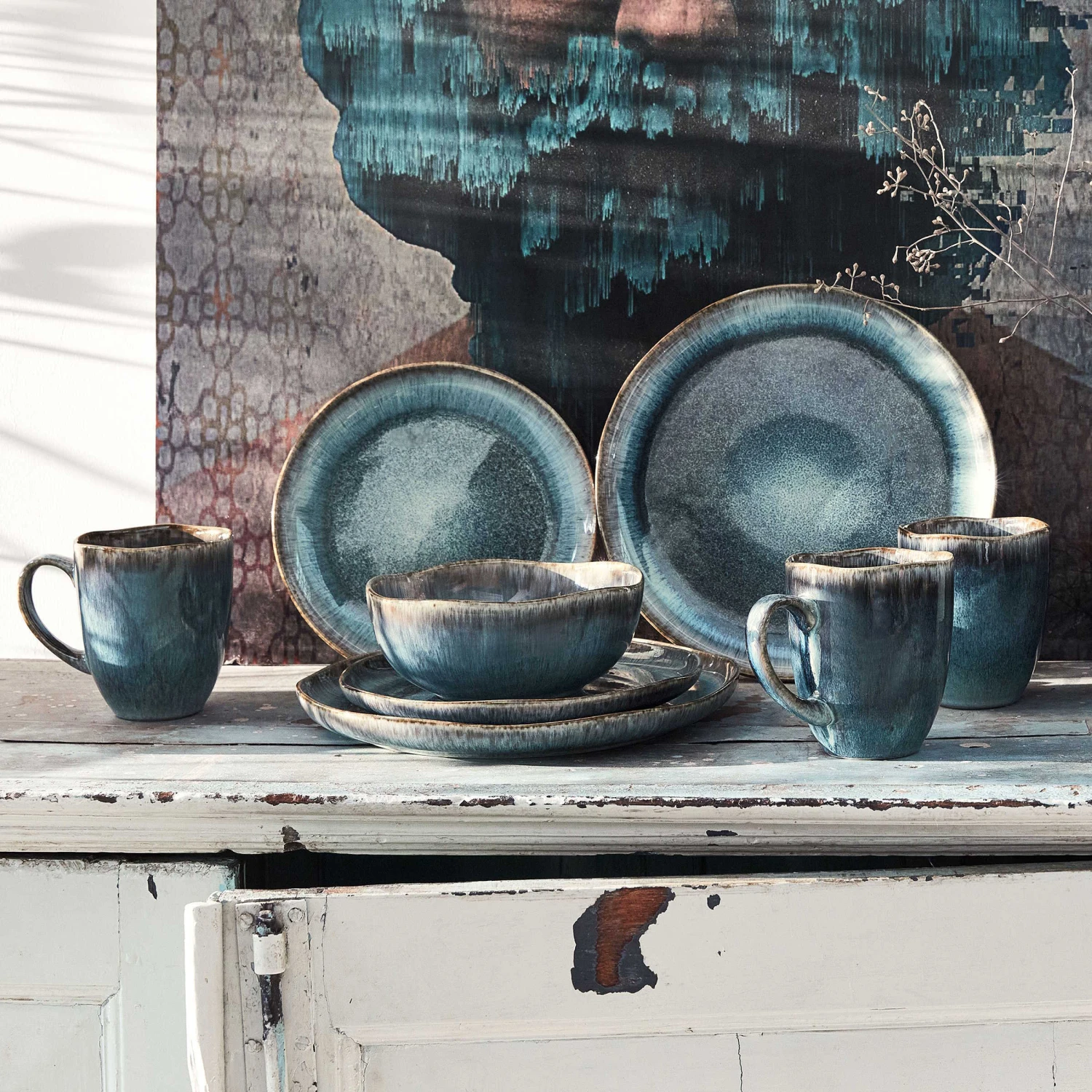 Geschirr-Set 16-tlg. HILDA in Dunkelblau Geschirr-Set 16-tlg. HILDA In Dunkelblau -Einrichtungsserien Geschäft butlers geschirr set 16 tlg hilda in dunkelblau 1