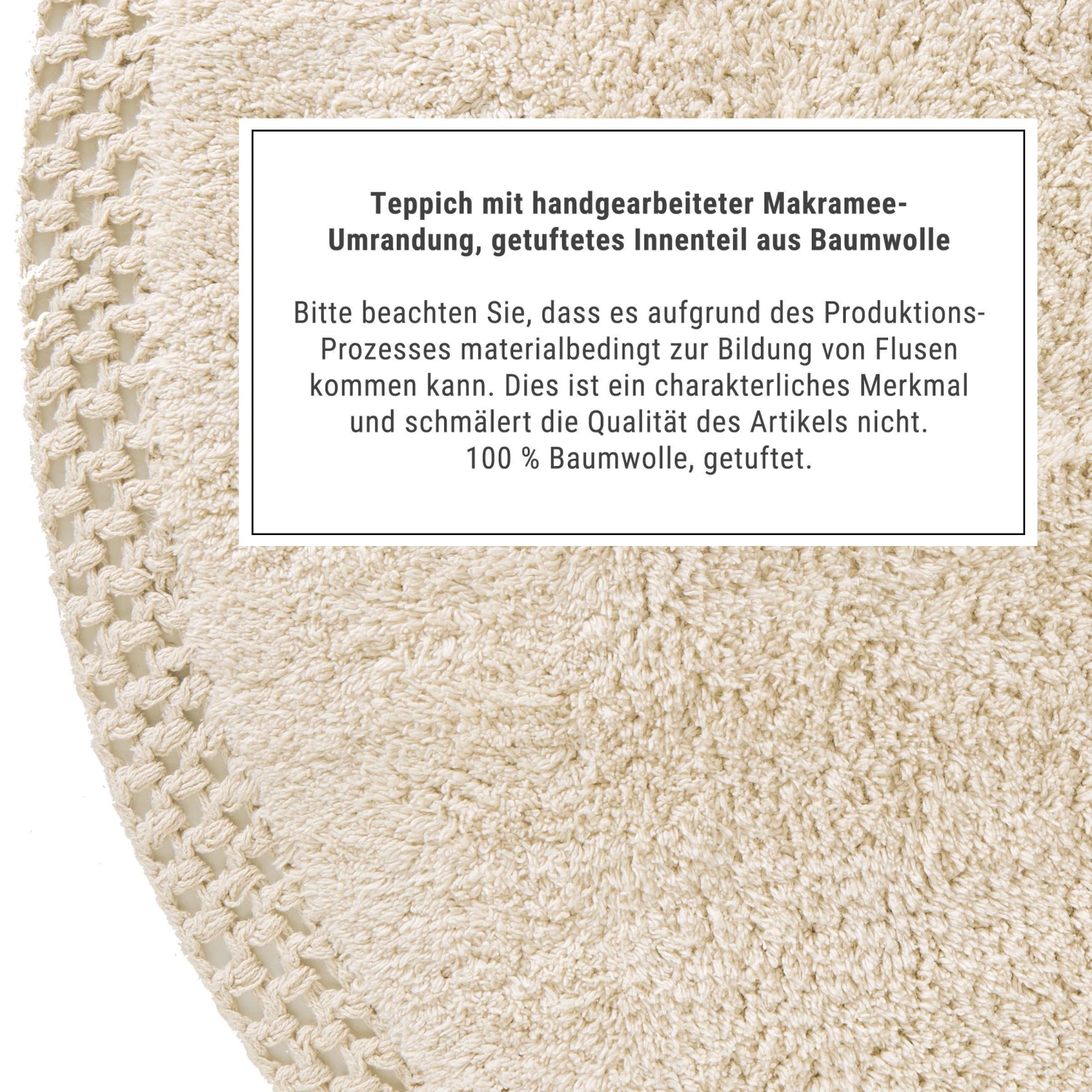 Teppich Hochflor mit Makramé Ø120cm BOHO LOUNGE in Beige Teppich Hochflor Mit Makramé Ø120cm BOHO LOUNGE In Beige -Einrichtungsserien Geschäft butlers teppich hochflor mit makrame o120cm boho lounge in beige 2